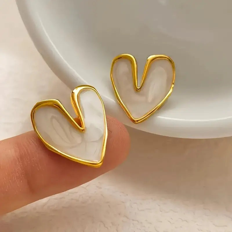 Heart-Shaped Stud Earrings
