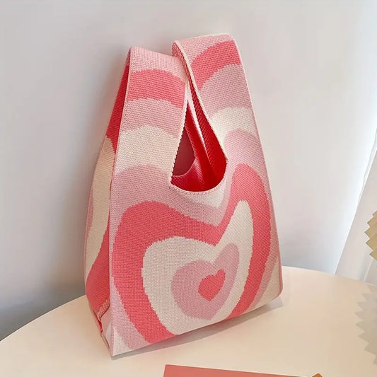 Crochet Handbag Heart Design, Perfect for Shopping & Everyday Use