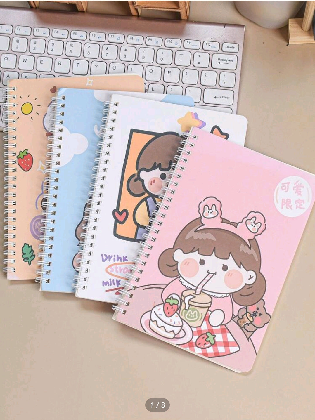 Cute Spiral Notebook (Pack of 4)