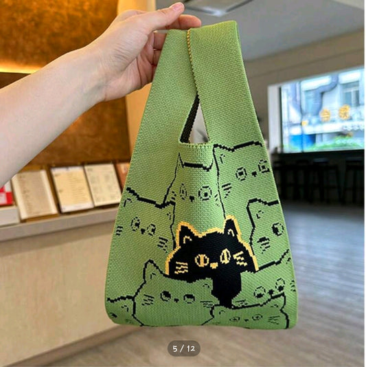 Cat Crochet Knitted Bag