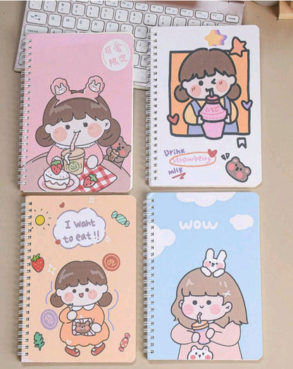 Cute Spiral Notebook (Pack of 4)